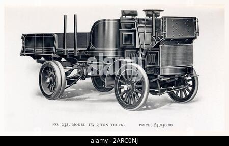 Knox Vintage Commercial Cars, Vans, Trucks, Nr. 232 Model 15, 3 Tonnen Truck, Illustration 1909 Stockfoto