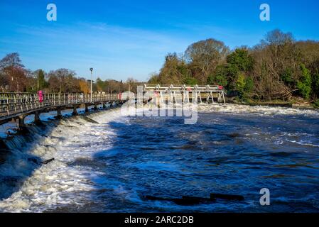 Maidenhead, Berkshire, 20. Januar 2020, Boulters Lock, Informationstafel für das Wehr, Raymill Island, River Thames, Thames Valley, [Mandatary Cred Stockfoto