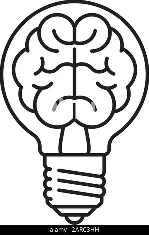 Vektorsymbol für Innovationskonzept. Gehirn in Glühlampe. Symbol für Kreativität. Stock Vektor