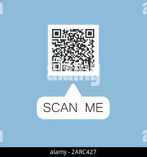 QR-Code in Sprechblase, Scan Me Concept, Vektorsymbol oder Symbol isoliert auf weißem Hintergrund. EPS 10 Stock Vektor