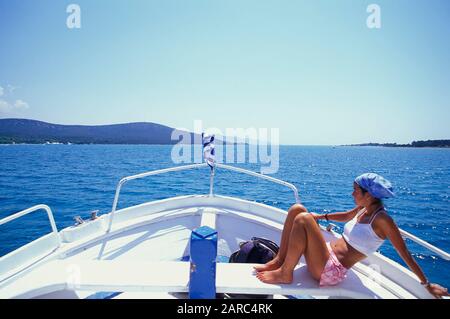 Boat-Trip nach Petali-Inseln, Euböa, Griechenland, Europa Stockfoto