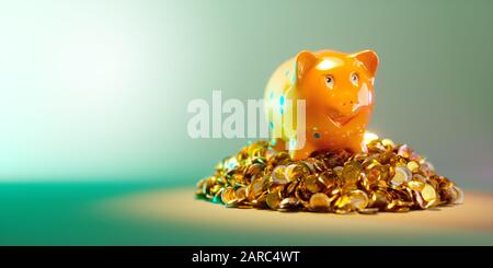 Huckepack mit großem Geldstapel - Clipping-Pfad inbegriffen Stockfoto