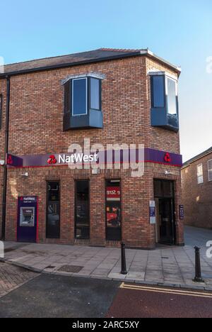 Die Filiale von Nat West Bank in Bishop Auckland, England, Großbritannien. Stockfoto