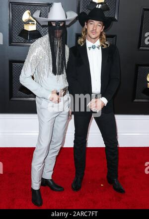 Los ANGELES, KALIFORNIEN, USA - 26. JANUAR: Orville Peck und Diplo kommen zu den 62. GRAMMY Awards im Staples Center am 26. Januar 2020 in Los Angeles, Kalifornien, USA. (Foto von Xavier Collin/Image Press Agency) Stockfoto