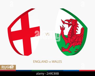 England-gegen-Wales-Rugby-Spiel, Rugby-Turniere-Symbol. Vektorvorlage. Stock Vektor