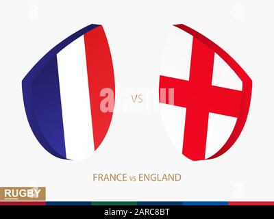 Rugby Match in Frankreich und England, Symbol für Rugbyturniere. Vektorvorlage. Stock Vektor