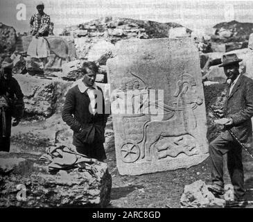 T.E.Lawrence arbeitet als Archäologe für das Britische Museum in Karchemisch in Syrien. 1913 Stockfoto