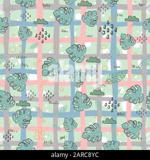 Nahtlose Muster mit exotischen Blättern. Im skandinavischen Stil. Stock Vektor