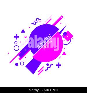 Bauhaus geometrische retro Zusammensetzung, minimale futuristische runde Rahmen mit Formen und Elemente in Memphis style, Vektor, Abbildung Stock Vektor