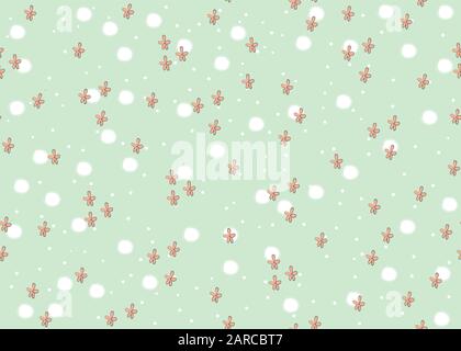 Nahtlose Repeat Pattern mit Hand gezeichnet kleinen Blüten in Pastelltönen orange auf grauem Hintergrund. Vector Illustration Stock Vektor