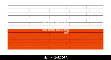 Wand aus rotem Backstein mit Textur aus weißem Backstein Stock Vektor
