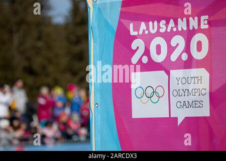 Die Jugendolympiade 2020 in Lausanne am 21. Januar 2020 im Cross-Country-Center Vallée de Joux in der Schweiz. Stockfoto