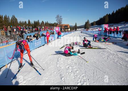 James Slimon vom Team GB (17) beim Cross-Country Skiing Männer 10 km klassisch während der Jugendolympiade in Lausanne 2020 am 21. Januar 2020. Stockfoto