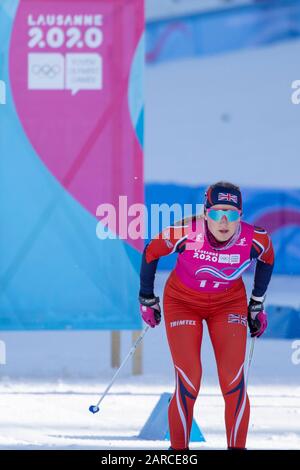 Molly Jefferies (16) von Team GB im Cross-Country Skiing Damen 5 km Classic während der Jugend-Olympioniken von Lausanne 2020 am 21. Januar 2020. Stockfoto