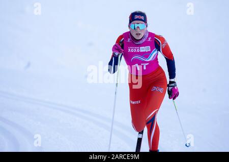 Molly Jefferies (16) von Team GB im Cross-Country Skiing Damen 5 km Classic während der Jugend-Olympioniken von Lausanne 2020 am 21. Januar 2020. Stockfoto