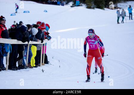 Molly Jefferies (16) von Team GB im Cross-Country Skiing Damen 5 km Classic während der Jugend-Olympioniken von Lausanne 2020 am 21. Januar 2020. Stockfoto