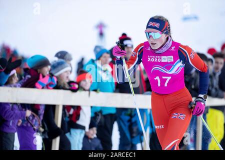 Molly Jefferies (16) von Team GB im Cross-Country Skiing Damen 5 km Classic während der Jugend-Olympioniken von Lausanne 2020 am 21. Januar 2020. Stockfoto