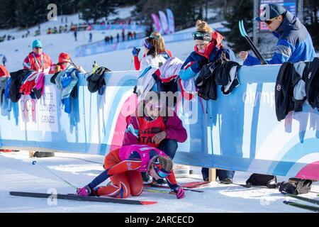 Molly Jefferies (16) von Team GB im Cross-Country Skiing Damen 5 km Classic während der Jugend-Olympioniken von Lausanne 2020 am 21. Januar 2020. Stockfoto