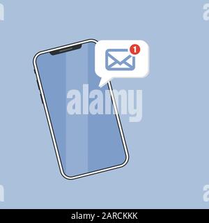 Ungelesene E-Mail-Benachrichtigung. Neue Nachricht auf dem Smartphone-Bildschirm. Vektorgrafiken. Gelbe E-Mail-Benachrichtigung. Isoliert auf bunt. EPS 10 Stock Vektor