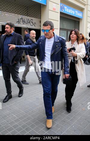 27h Jan, ANTONIO BANDERAS und PABLO PUYOL präsentieren in Barcelona das Musical A CHORUS LINE am Teatre Tivoli Stockfoto