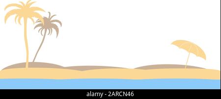 Abstrakte Strandsilhouette mit Palmen und Sonnenschutz-Vektorgrafiken Stock Vektor