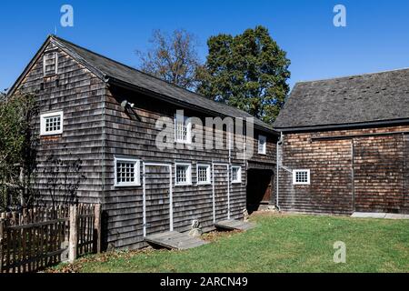 Die Weirscheune, die Weir Farm National Historic Site und die Heimat des amerikanischen Impressionismus. Stockfoto