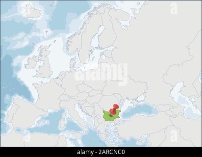 Lage der Republik Bulgarien auf der Europakarte Stock Vektor