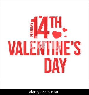 Fröhlicher, am Valentinstag gezeichneter Pinsel-Schriftzug, isoliert auf weißem Hintergrund. Stock Vektor