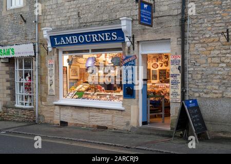 Lambournes Familie Metzger Stow-Shop auf der würde, Cotswolds, Gloucestershire, England Stockfoto