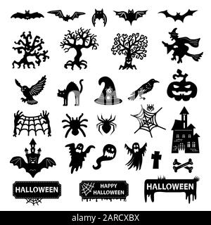 Set von Charaktersilhouetten für den Urlaub von Halloween. Stock Vektor