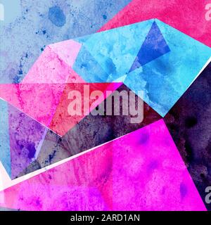 Abstrakte retro Aquarell Hintergrund aus geometrischen Formen Stockfoto
