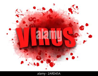 Big Crimson Red Aquarell splash mit vielen Flecken verstreut herum. Digital generierten Hintergrundbild auf Weiß isoliert. Stockfoto