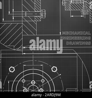 Mechanik. Technisches Design. Corporate Identity. Schwarzer Hintergrund. Raster Stock Vektor