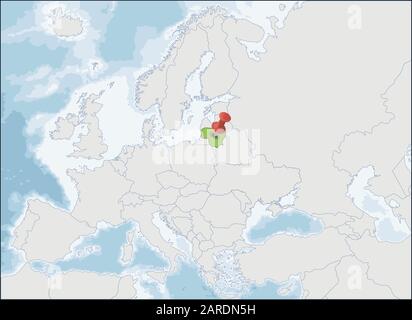 Lage der Republik Litauen auf der Europakarte Stock Vektor