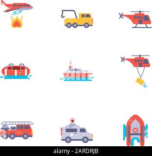 Icon Set Design, Notfallrettung Rettungsdienst Notruf 11 Gefahr helfen Sicherheit und Hilfe Thema Vektor-Illustration Stock Vektor