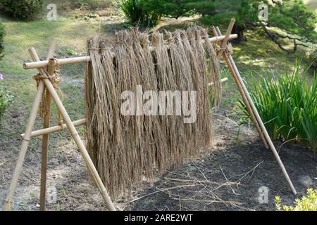 Shukkei-en Garden (Garten mit gesunkener Landschaft), Hiroshima, Japan, ein traditioneller japanischer Garten Stockfoto