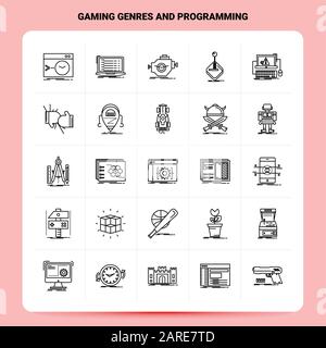 Lineare Symbole für mobiles Gaming. Unterhaltsam, Sucht, Aufregend ...