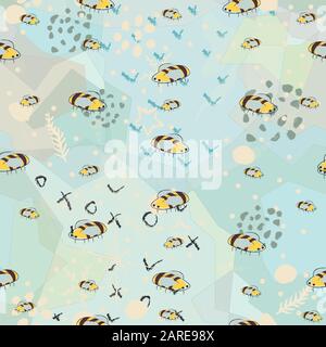 Nahtlose Muster mit Bienen. Im skandinavischen Stil. Vector Illustration. Stock Vektor