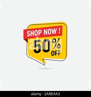 50 Prozent Rabatt, Sales Vector Abzeichen für Etiketten, Prozent Sale Label Symbole, Tags, Web Sticker, Discount Origami Sign-Banner, Sale und Discount Labels, Preis-off-Tag Symbol Stock Vektor