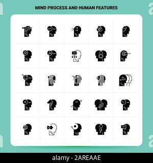 Solid 25 Mind Process And Human Features - Symbolsatz. Vector Glyph ...
