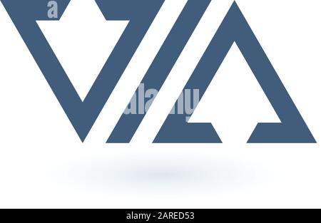 Design mit AV-Logo mit geometrischem Dreiecksmuster. Pfeile nach oben und unten auf Lager-ID. Geschäftssymbol des Symbols für Firmenidentität. Stock Vektor