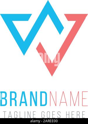 Designdreieck, Aufmaßpfeile nach oben und unten Logo-Vektorvorlage. Kann als Corporate Identity für Bauwesen, Fabriken, Kommunikation, Elektro verwendet werden Stock Vektor