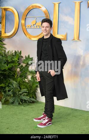 Harry Collett Kommt zur besonderen Vorführung von Dolittle, Leicester Square London. Stockfoto