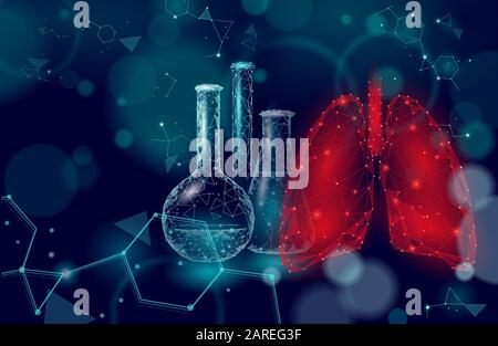 3D-Forschungskonzept für die Humanlungenmedizin. Atemvirus-Infektion Krebsgefährdungsanalyse. Poster zur Therapie von Tuberkulose im Krankenhaus Stock Vektor