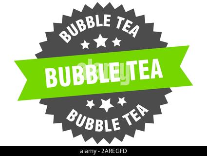 Bubble Tea Schild. Kreisförmiges Band mit Bubble Tea Etikett. Runde Teeaufkleber Stock Vektor