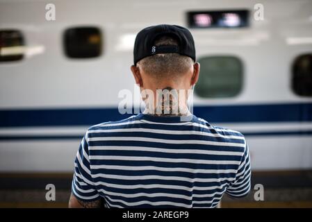 N700-Serie japanischer Shinkansen-Hochgeschwindigkeitszug, Japan Stockfoto