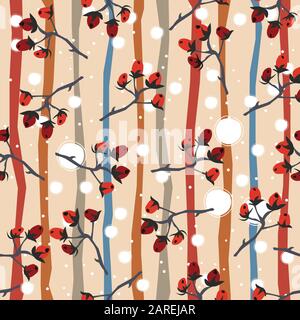 Rote Beere, Weihnachten Brier Spritzbild. Hand gezeichnet, skurrilen, traditionellen Stil. Bunte künstlerische Gestaltung, blühen. Für Hintergründe, Wallpaper, Fa Stock Vektor