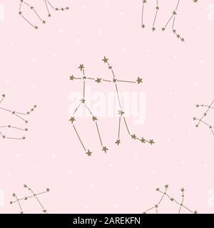 Sternbilder: Nahtlose Muster, Horoskop, Dekoration. Geeignet für Kinder, Kinder und Babys. Astrologische Zeichen im Hintergrund. Symbole für den Astrol Stock Vektor