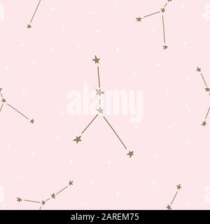 Sternbilder: Nahtlose Muster, Horoskop, Dekoration. Geeignet für Kinder, Kinder und Babys. Astrologische Zeichen im Hintergrund. Symbole für den Astrol Stock Vektor