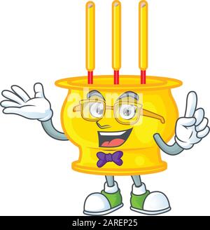 Zeichentrickfigur des chinesischen Weihrauchdesigns von Geek Stock Vektor